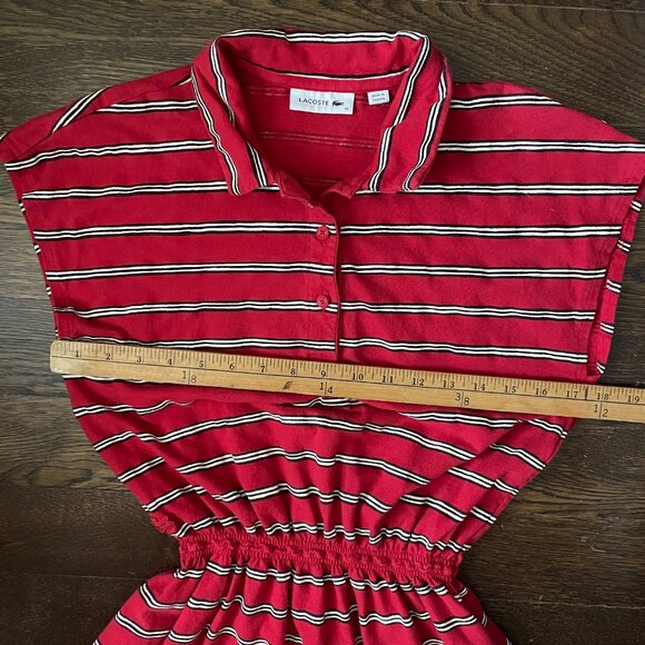 Lacoste Red Striped Cotton/Linen Blend Dress w/pockets-Size 36 (US 4) - Picture 12 of 15